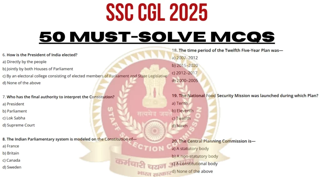 50 Must Solve MCQs for SSC CGL 2025 Boost Your Score Now