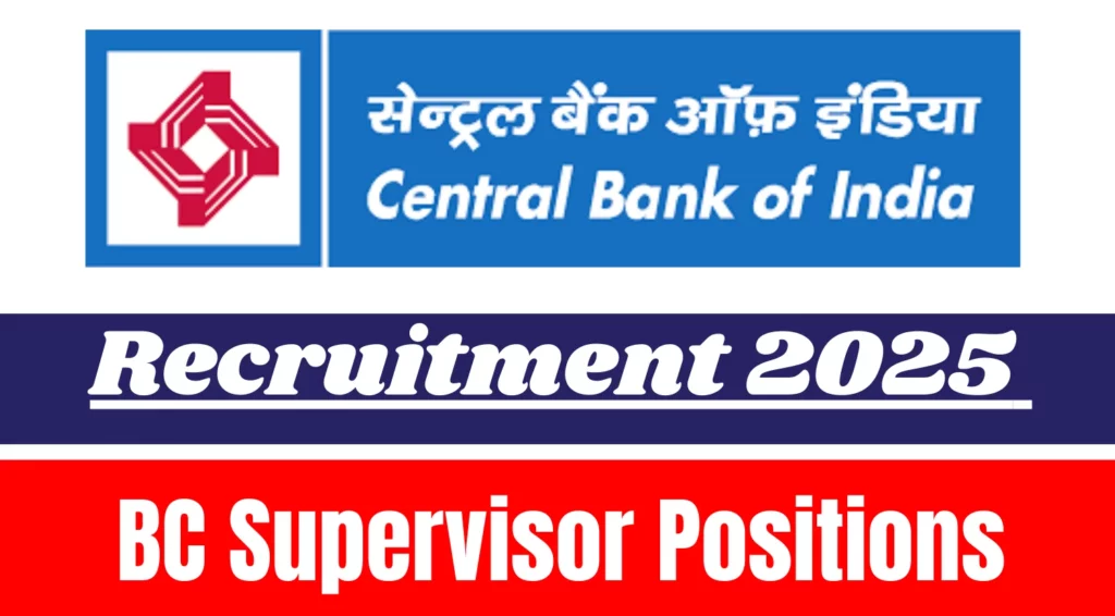 Central Bank of India BC Supervisor Recruitment 2025 1