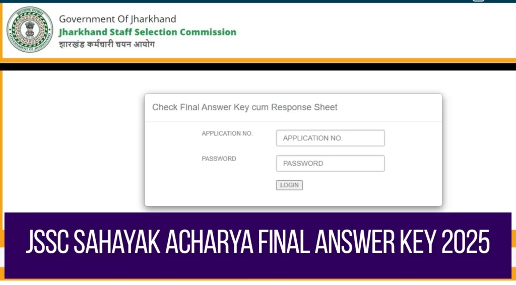 JSSC Sahayak Acharya Final Answer Key 2025 Out Direct Download Link Here