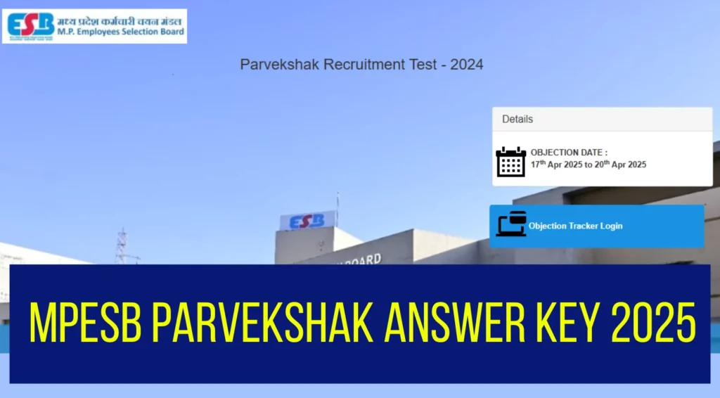 MPESB Parvekshak Answer Key 2025 Out at esbmp gov in