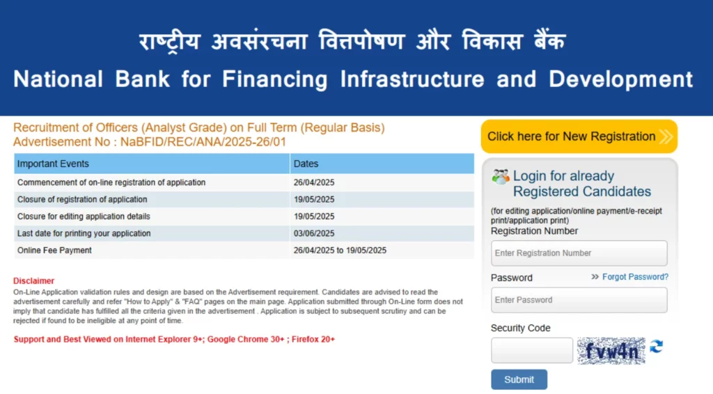 NaBFID Recruitment 2025 Notification Out for 66 Officer Posts Apply Online nabfidorg