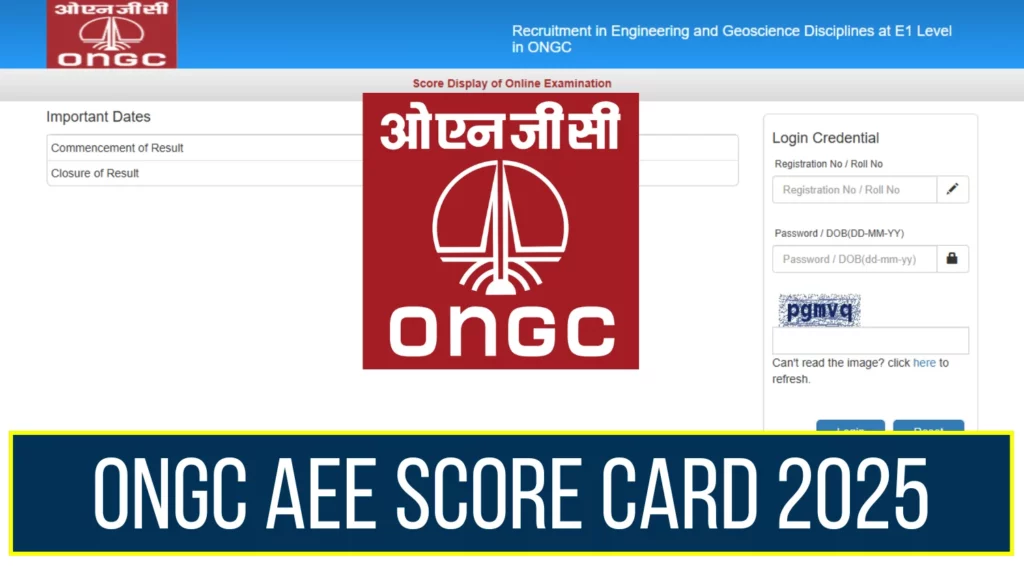 ONGC AEE Score Card 2025