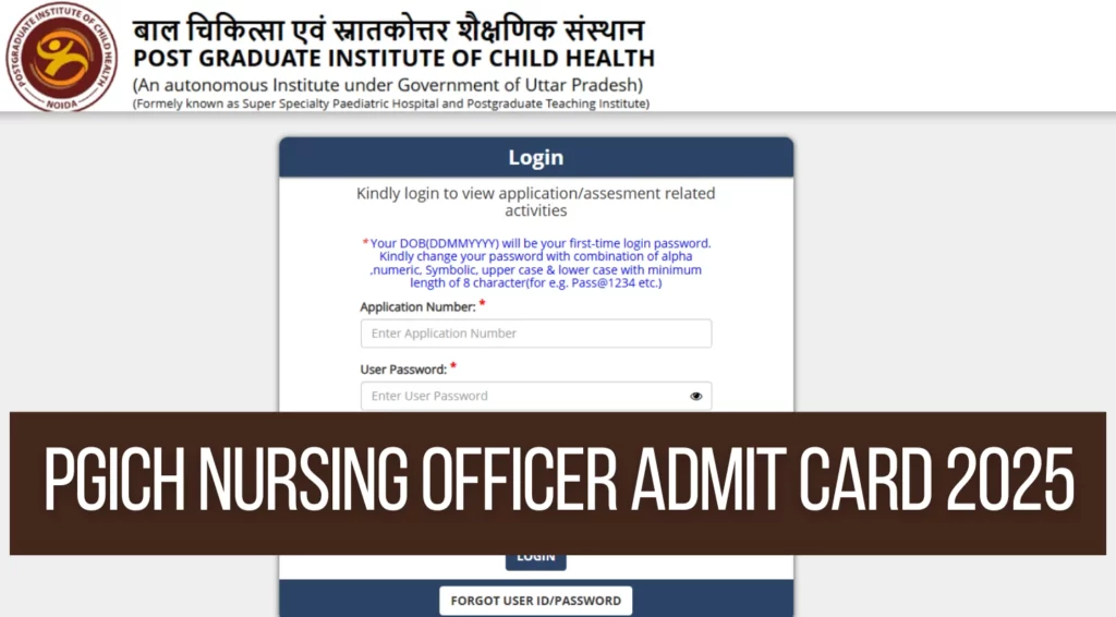 PGICH Nursing Officer Admit Card 2025 Released at pgichedu in Download Hall Ticket Now