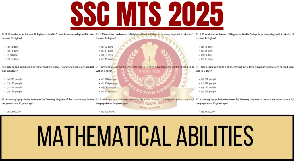 SSC MTS 2025 Mathematical Abilities Practice Questions with Answers