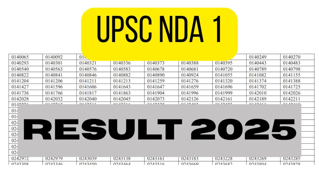 UPSC NDA 1 Result 2025 Released Download Now at upscgov in