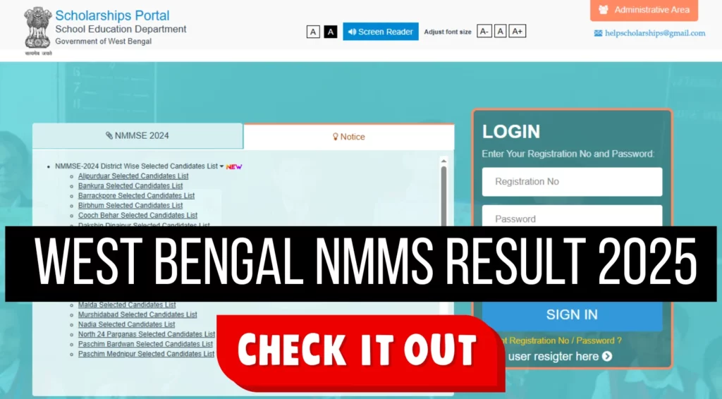 West Bengal NMMS Result 2025